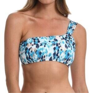 La Blanca 'Seaglass Shores' Size 14 Bikini Swim Top One Shoulder Aquamarine New